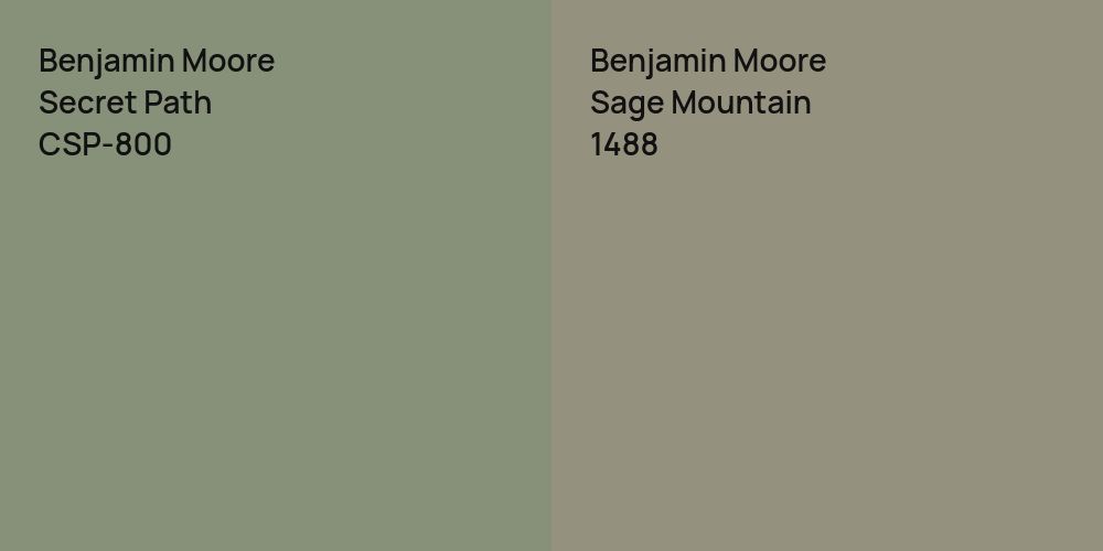 Benjamin Moore Secret Path vs. Benjamin Moore Sage Mountain