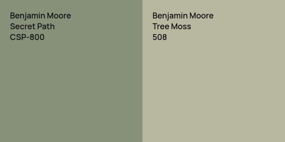 Benjamin Moore Secret Path vs. Benjamin Moore Tree Moss