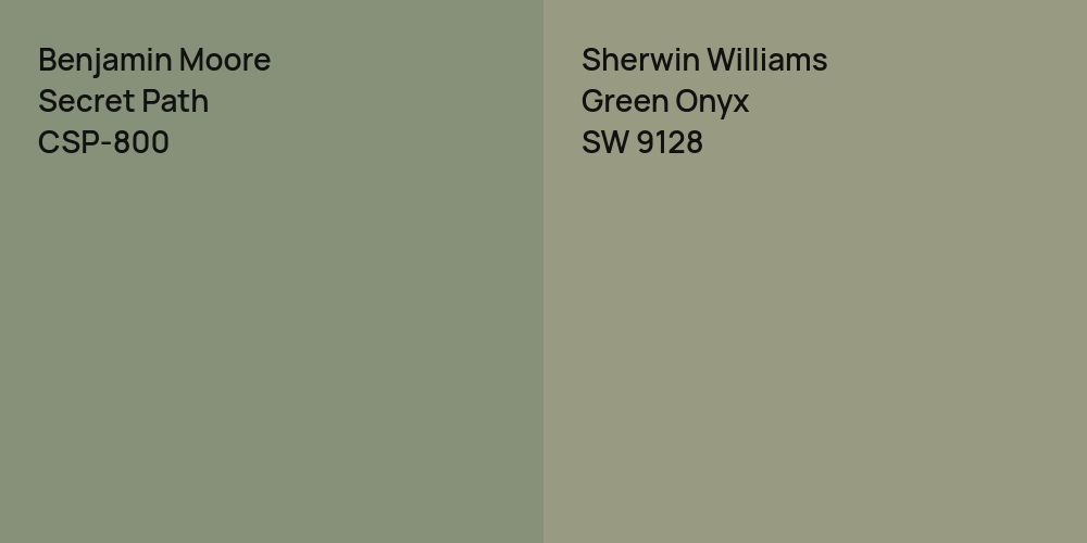 Benjamin Moore Secret Path vs. Sherwin Williams Green Onyx