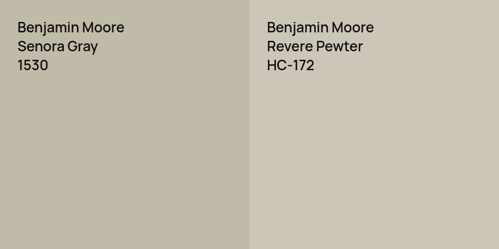 Benjamin Moore Senora Gray vs. Benjamin Moore Revere Pewter