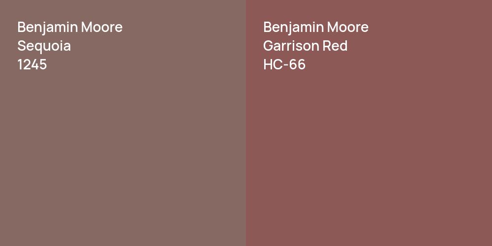 Benjamin Moore Sequoia vs. Benjamin Moore Garrison Red