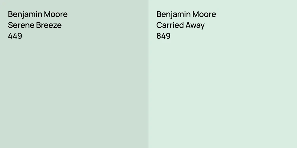 Benjamin Moore Serene Breeze vs. Benjamin Moore Carried Away