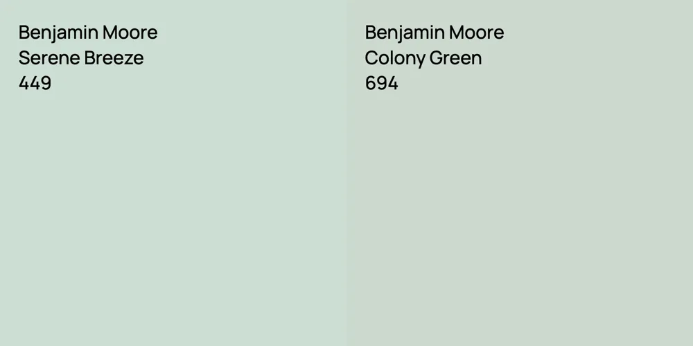 Benjamin Moore Serene Breeze vs. Benjamin Moore Colony Green