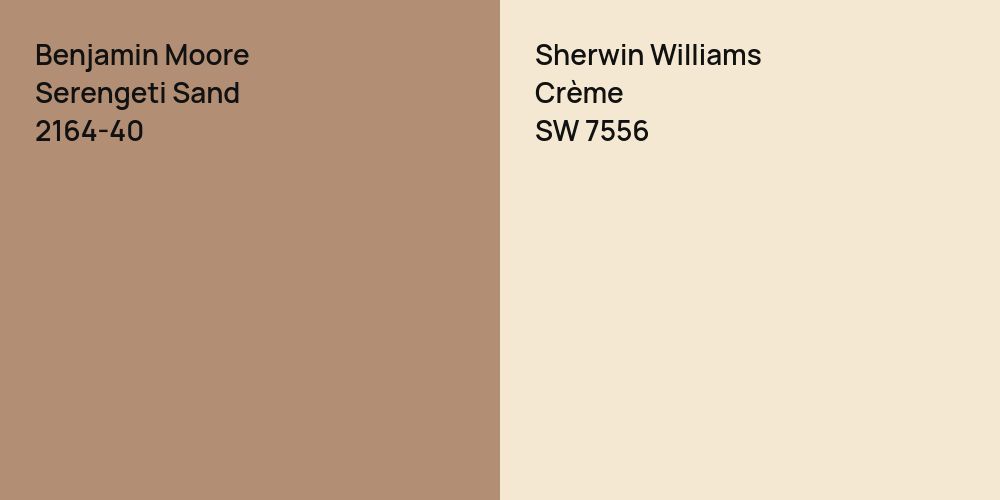 Benjamin Moore Serengeti Sand vs. Sherwin Williams Crème