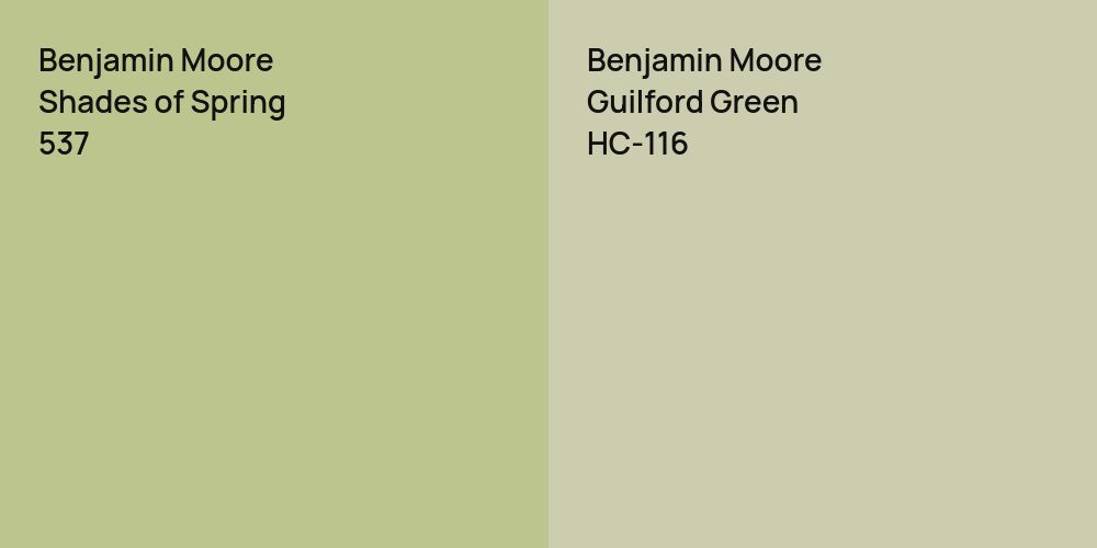 Benjamin Moore Shades of Spring vs. Benjamin Moore Guilford Green