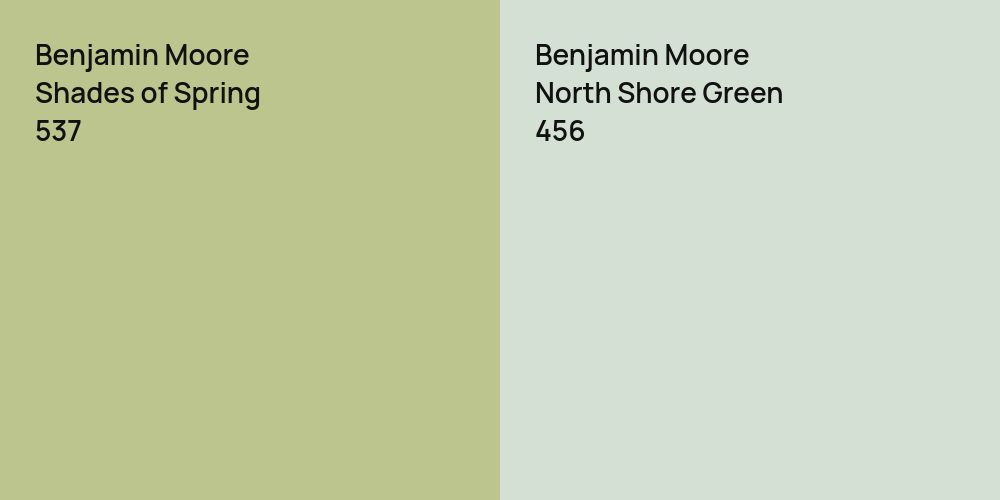 Benjamin Moore Shades of Spring vs. Benjamin Moore North Shore Green