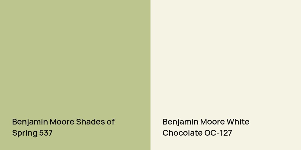 Benjamin Moore Shades of Spring vs. Benjamin Moore White Chocolate