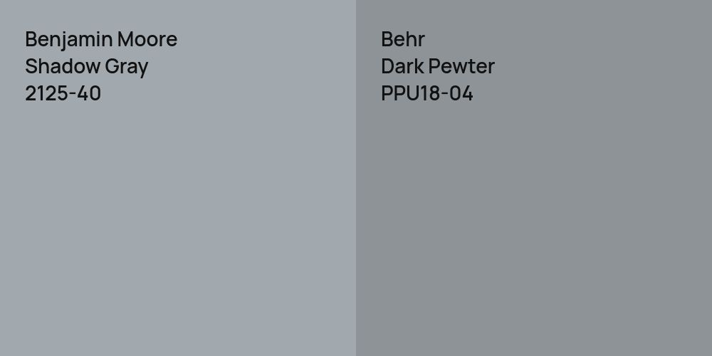 Benjamin Moore Shadow Gray vs. Behr Dark Pewter