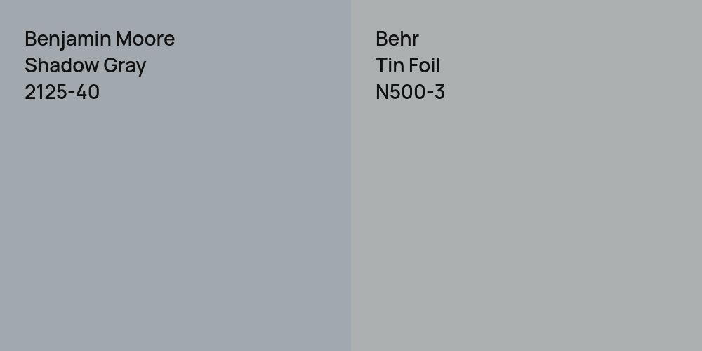 Benjamin Moore Shadow Gray vs. Behr Tin Foil