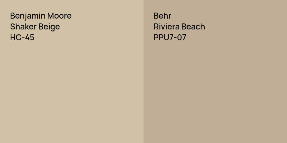 Benjamin Moore Shaker Beige vs. Behr Riviera Beach