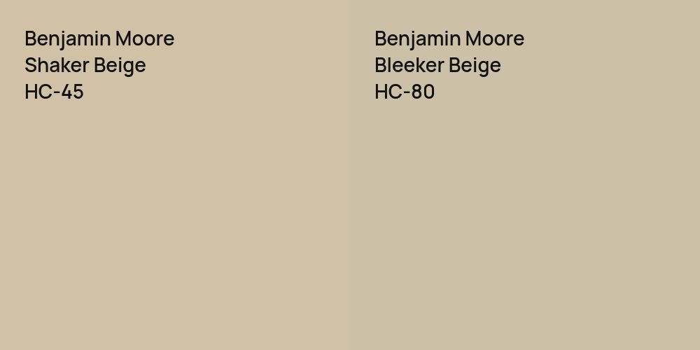 Benjamin Moore Shaker Beige vs. Benjamin Moore Bleeker Beige