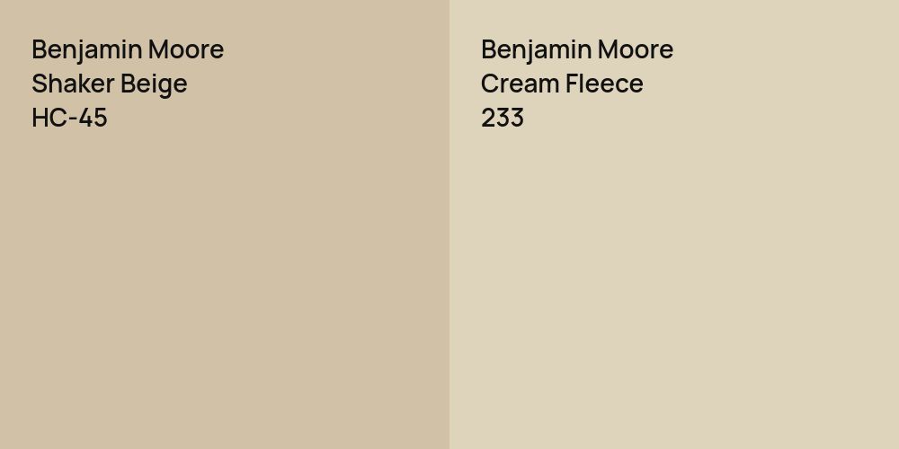 Benjamin Moore Shaker Beige vs. Benjamin Moore Cream Fleece