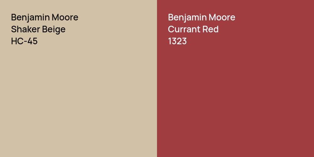 Benjamin Moore Shaker Beige vs. Benjamin Moore Currant Red