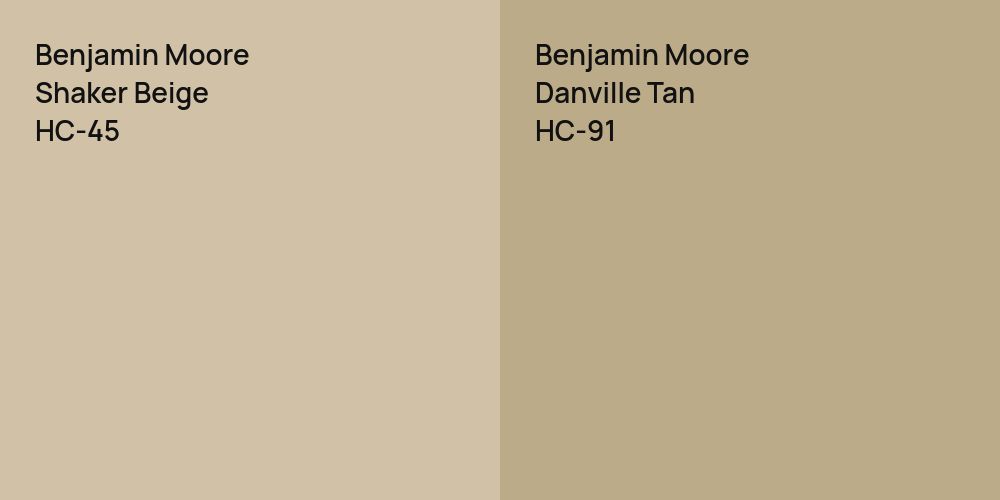 Benjamin Moore Shaker Beige vs. Benjamin Moore Danville Tan