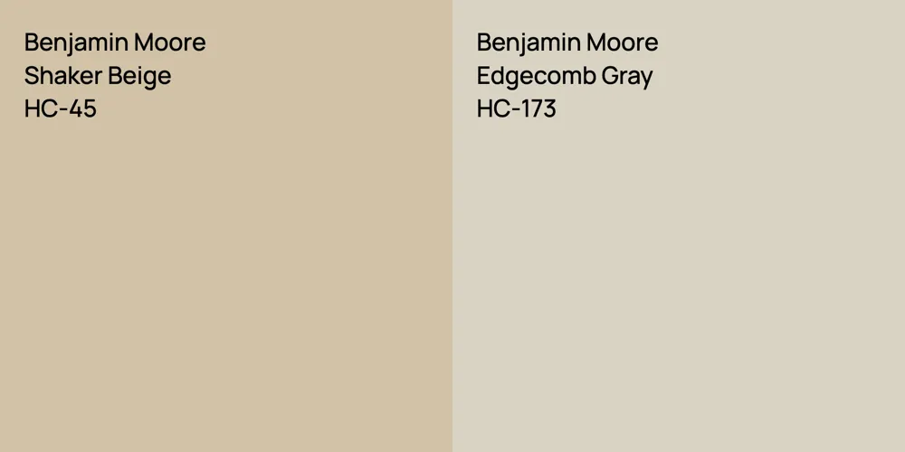 Benjamin Moore Shaker Beige vs. Benjamin Moore Edgecomb Gray