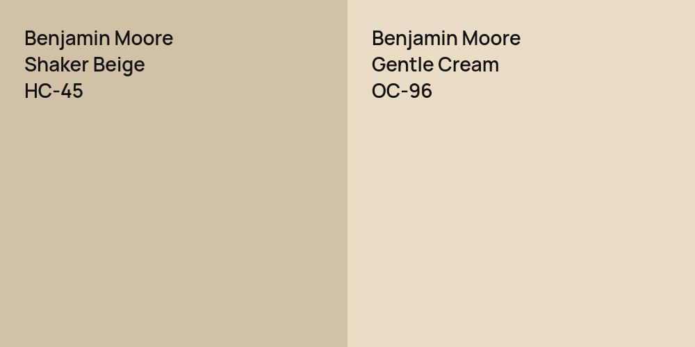 Benjamin Moore Shaker Beige vs. Benjamin Moore Gentle Cream