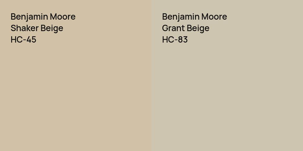 Benjamin Moore Shaker Beige vs. Benjamin Moore Grant Beige