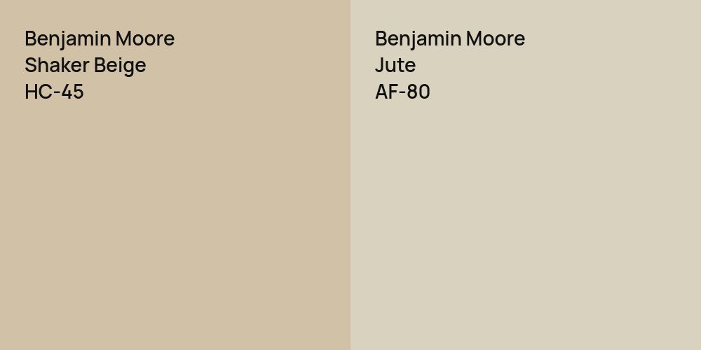 Benjamin Moore Shaker Beige vs. Benjamin Moore Jute