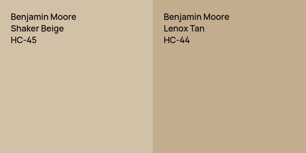 Benjamin Moore Shaker Beige vs. Benjamin Moore Lenox Tan