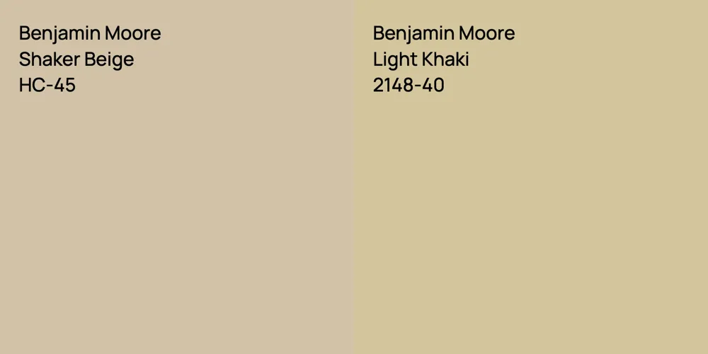 Benjamin Moore Shaker Beige vs. Benjamin Moore Light Khaki