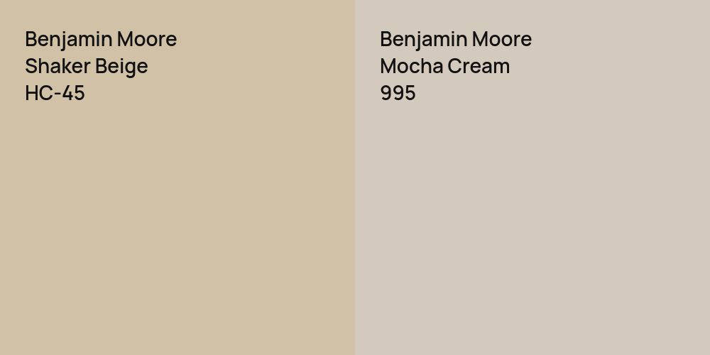 Benjamin Moore Shaker Beige vs. Benjamin Moore Mocha Cream