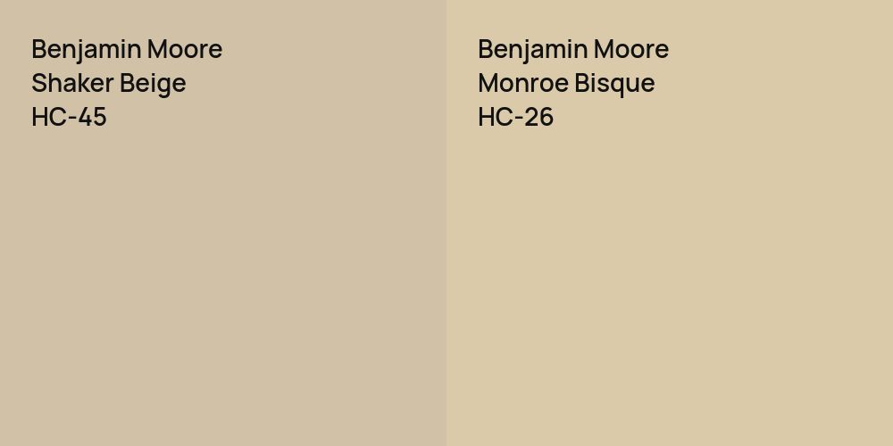 Benjamin Moore Shaker Beige vs. Benjamin Moore Monroe Bisque