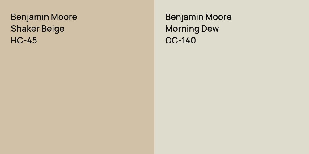 Benjamin Moore Shaker Beige vs. Benjamin Moore Morning Dew