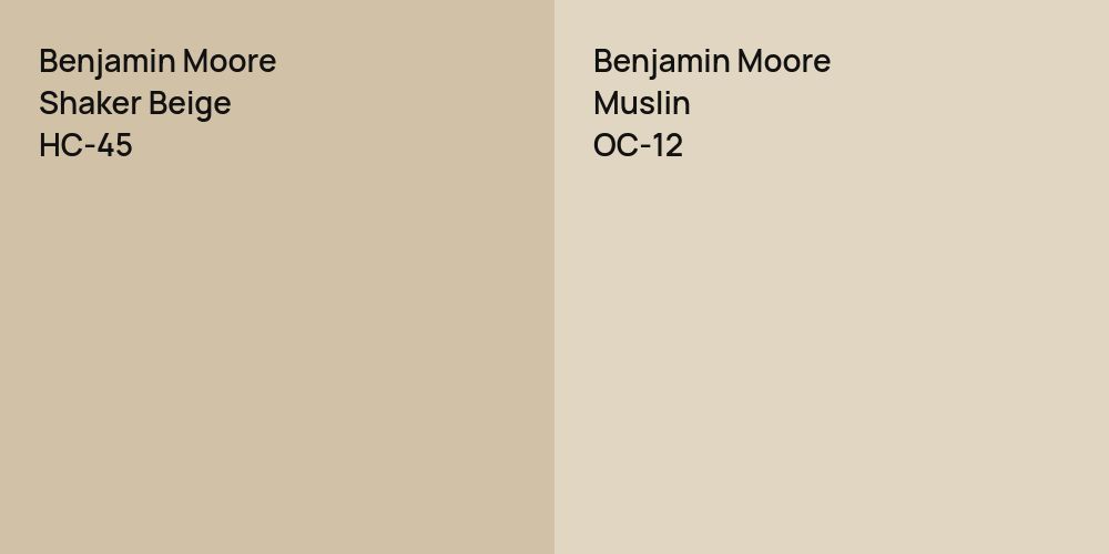 Benjamin Moore Shaker Beige vs. Benjamin Moore Muslin