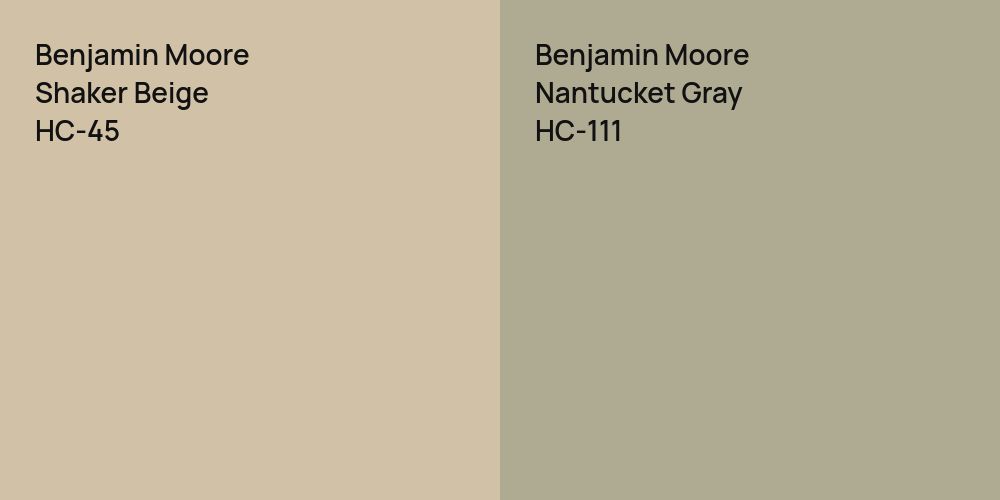 Benjamin Moore Shaker Beige vs. Benjamin Moore Nantucket Gray