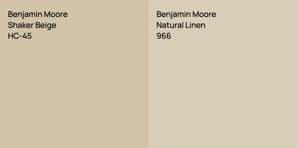 Benjamin Moore Shaker Beige vs. Benjamin Moore Natural Linen