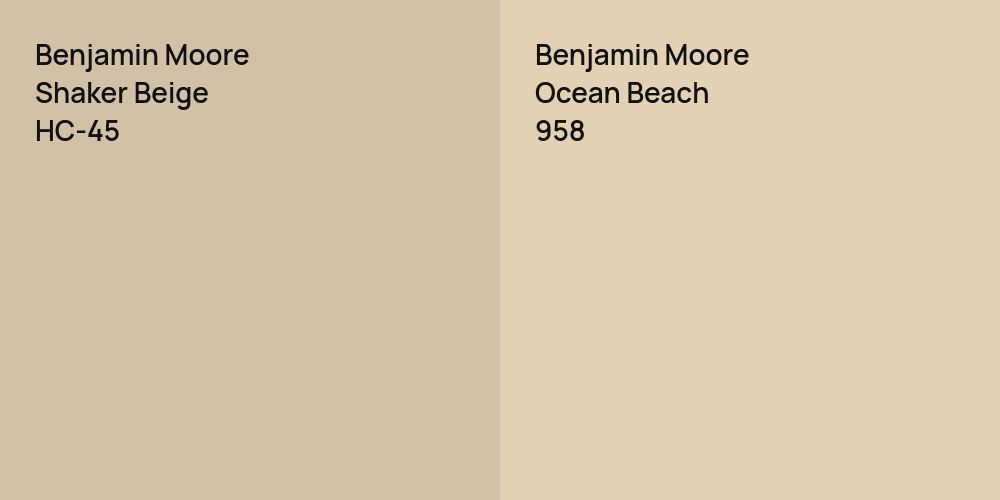 Benjamin Moore Shaker Beige vs. Benjamin Moore Ocean Beach