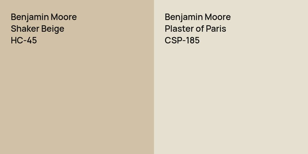 Benjamin Moore Shaker Beige vs. Benjamin Moore Plaster of Paris