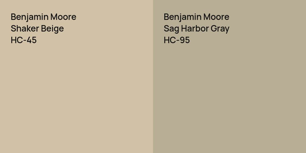 Benjamin Moore Shaker Beige vs. Benjamin Moore Sag Harbor Gray