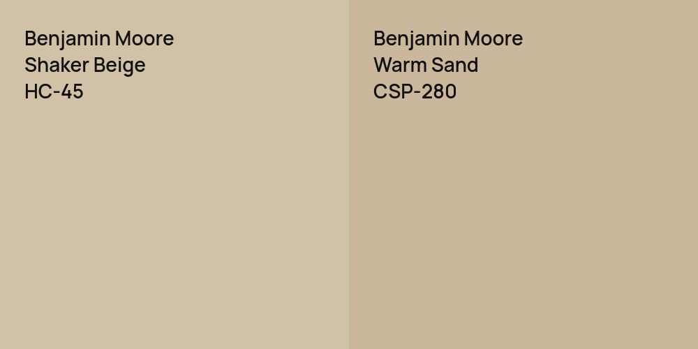 Benjamin Moore Shaker Beige vs. Benjamin Moore Warm Sand