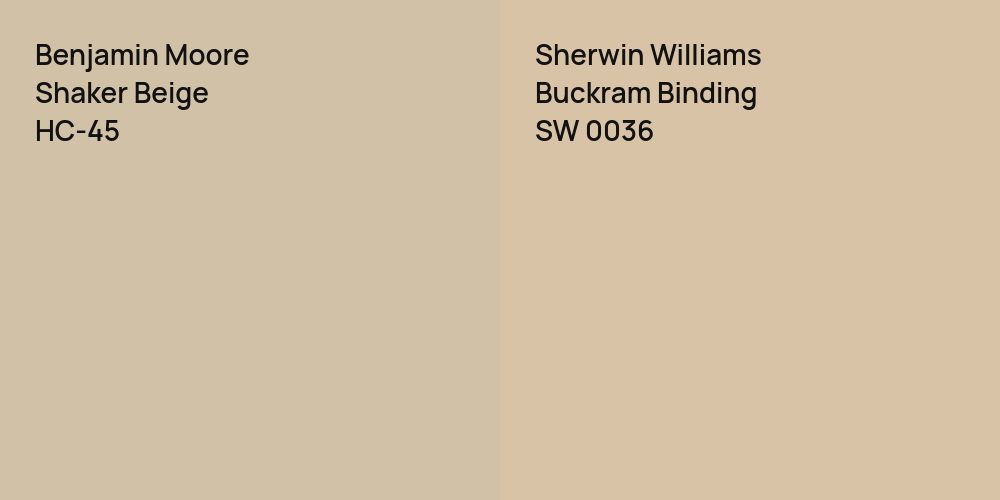 Benjamin Moore Shaker Beige vs. Sherwin Williams Buckram Binding