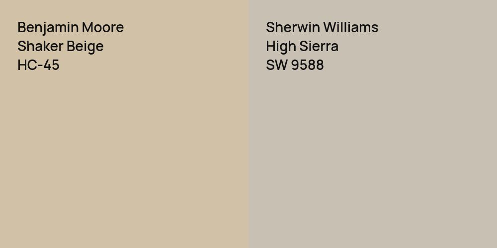 Benjamin Moore Shaker Beige vs. Sherwin Williams High Sierra