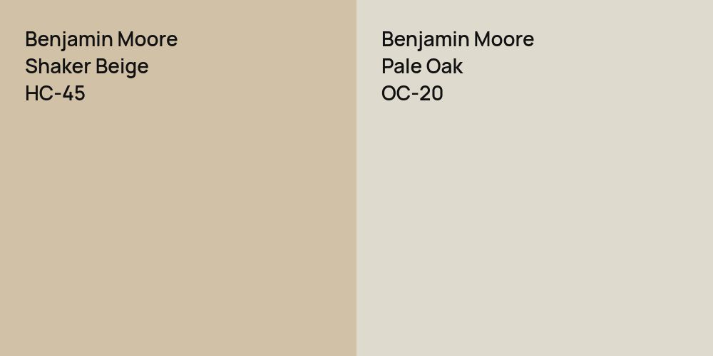 Benjamin Moore Shaker Beige vs. Benjamin Moore Pale Oak