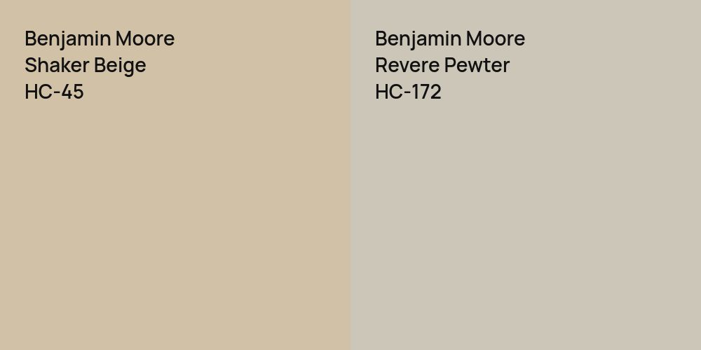 Benjamin Moore Shaker Beige vs. Benjamin Moore Revere Pewter