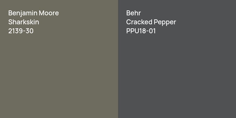 Benjamin Moore Sharkskin vs. Behr Cracked Pepper