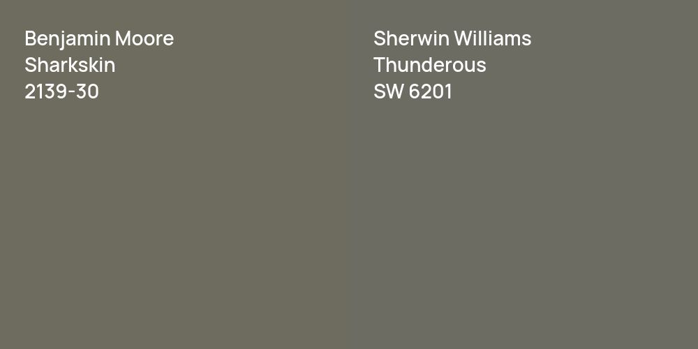 Benjamin Moore Sharkskin vs. Sherwin Williams Thunderous