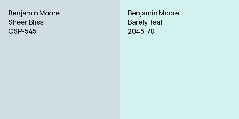 Benjamin Moore Sheer Bliss vs. Benjamin Moore Barely Teal