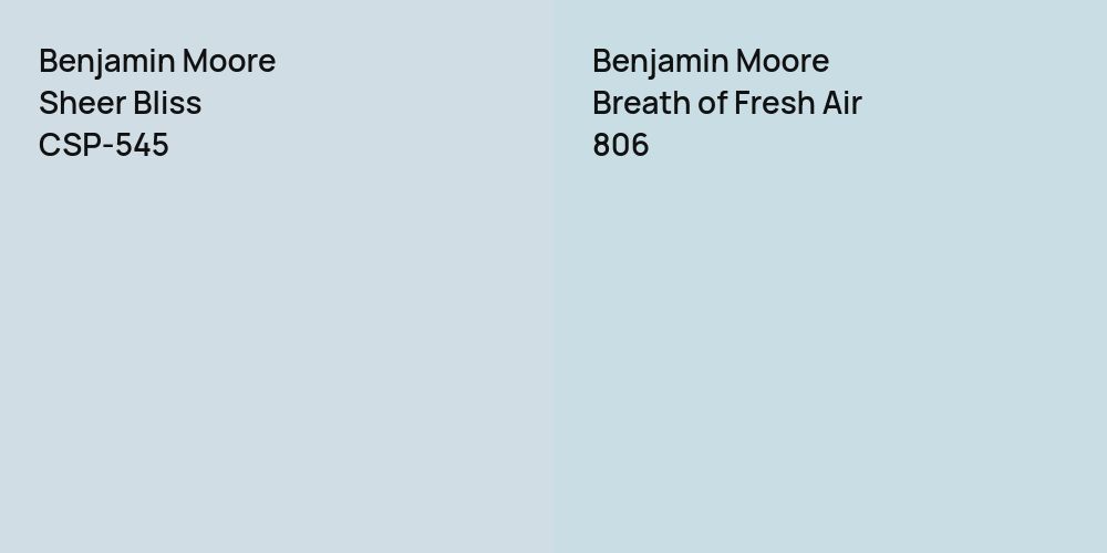 Benjamin Moore Sheer Bliss vs. Benjamin Moore Breath of Fresh Air