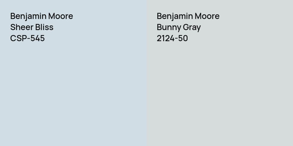 Benjamin Moore Sheer Bliss vs. Benjamin Moore Bunny Gray