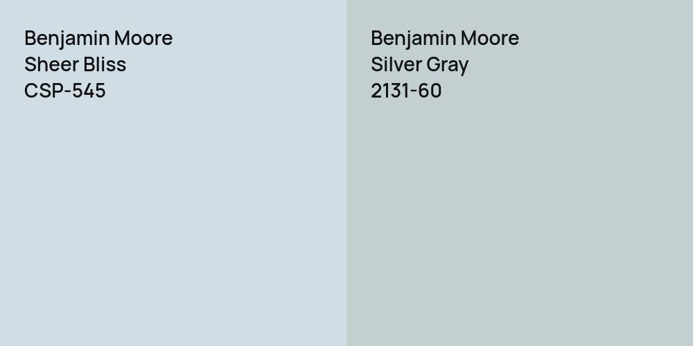 Benjamin Moore Sheer Bliss vs. Benjamin Moore Silver Gray