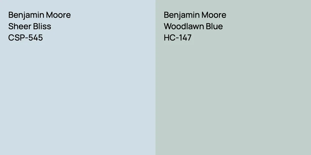 Benjamin Moore Sheer Bliss vs. Benjamin Moore Woodlawn Blue