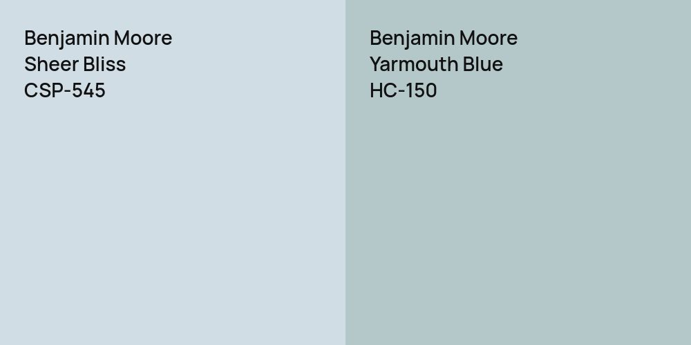 Benjamin Moore Sheer Bliss vs. Benjamin Moore Yarmouth Blue