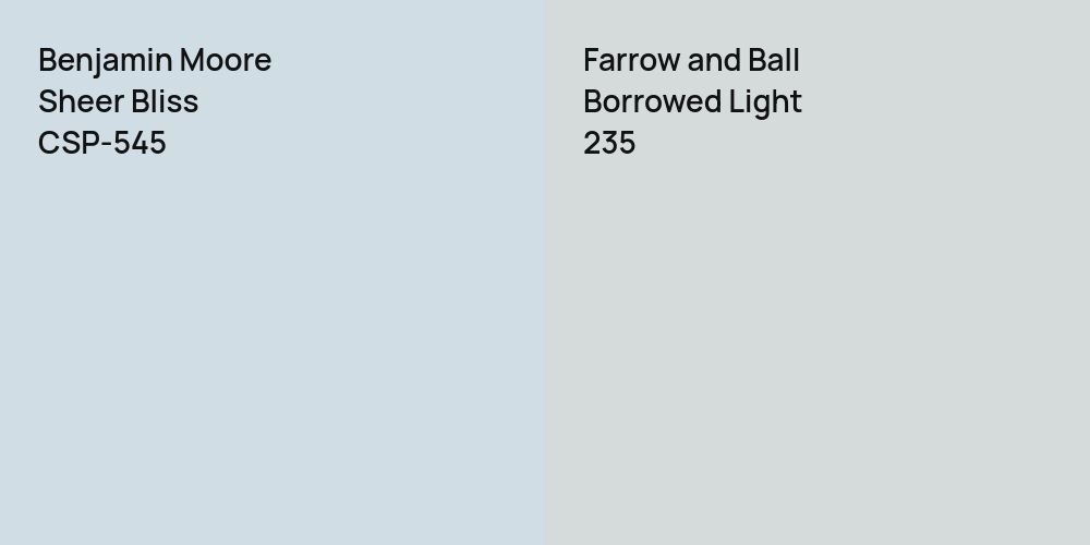 Benjamin Moore Sheer Bliss vs. Farrow and Ball Borrowed Light