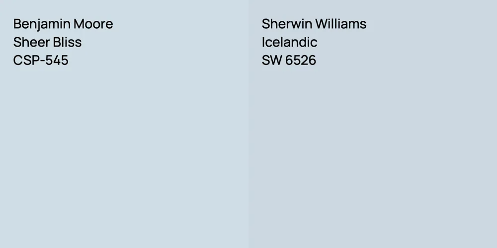 Benjamin Moore Sheer Bliss vs. Sherwin Williams Icelandic