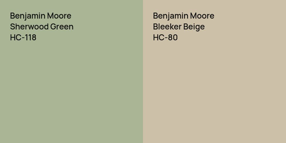 Benjamin Moore Sherwood Green vs. Benjamin Moore Bleeker Beige