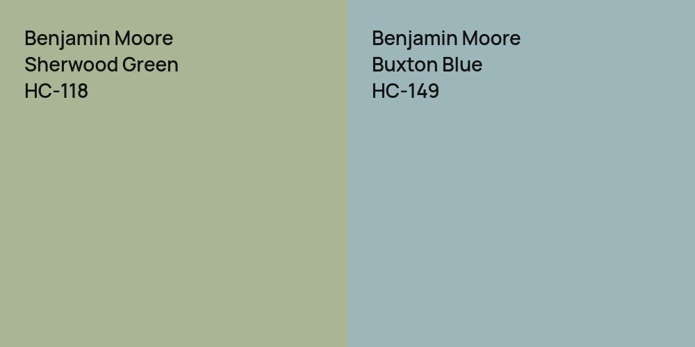 Benjamin Moore Sherwood Green vs. Benjamin Moore Buxton Blue